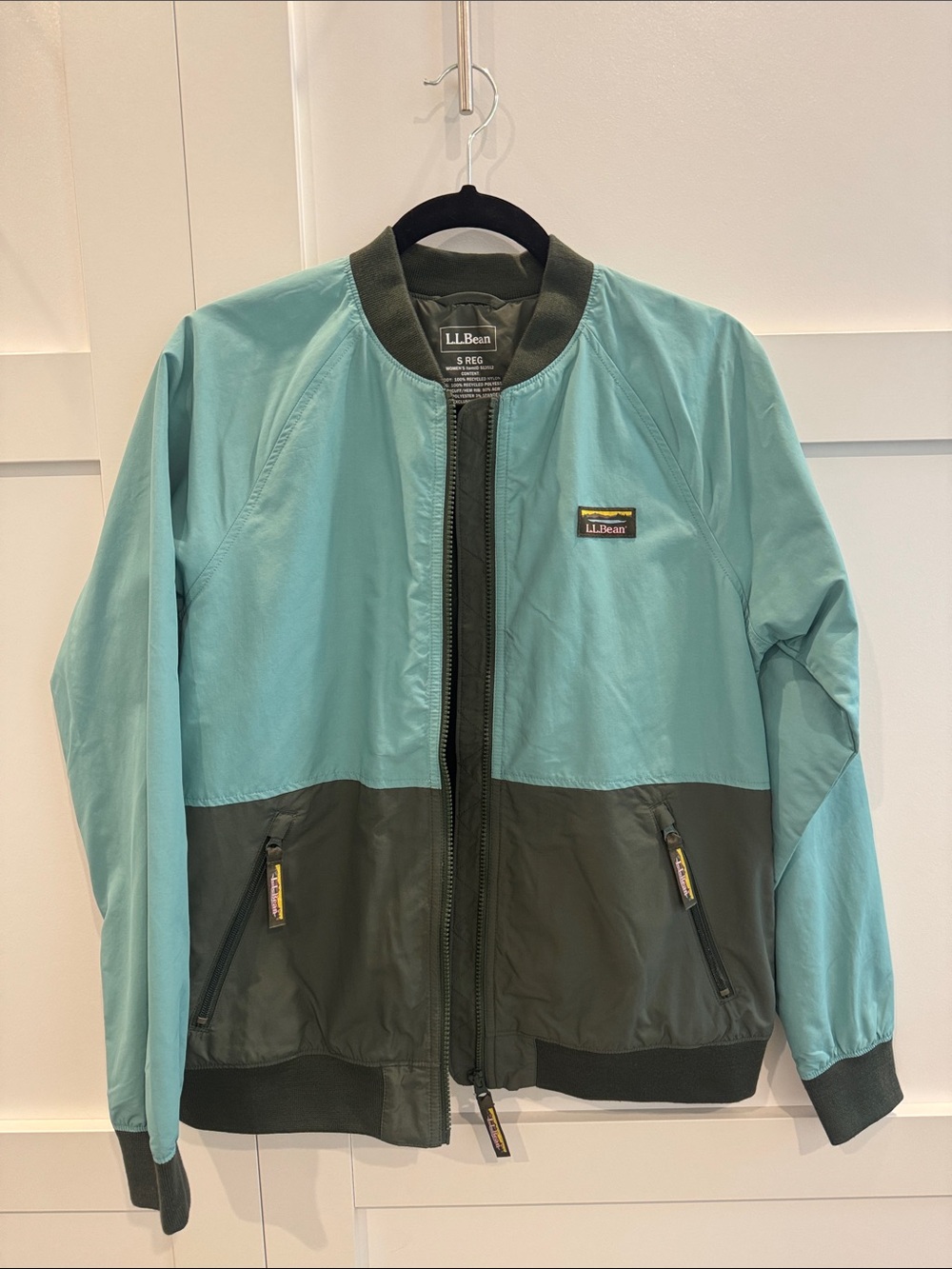 L.L. Bean Two-Tone Teal and Olive Men’s Bomber Jacket